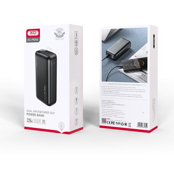 Повербанк XO PR200 30000 mAh PD20W + QC22.5W Чорний (7005549), зображення 6