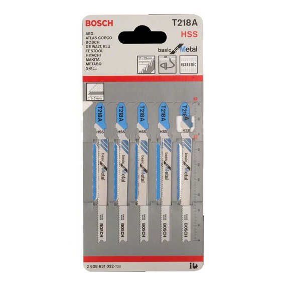 Пиляльне полотно по металу для лобзикових пил Bosch Basic for Metal T 218 A 5 шт/уп (2608631032), зображення 2