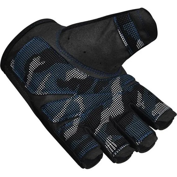 Перчатки для фитнеса RDX T2 Half Blue Plus L (WGA-T2HU-L+), Размер: L, Цвет: Чёрный/Синий, изображение 2