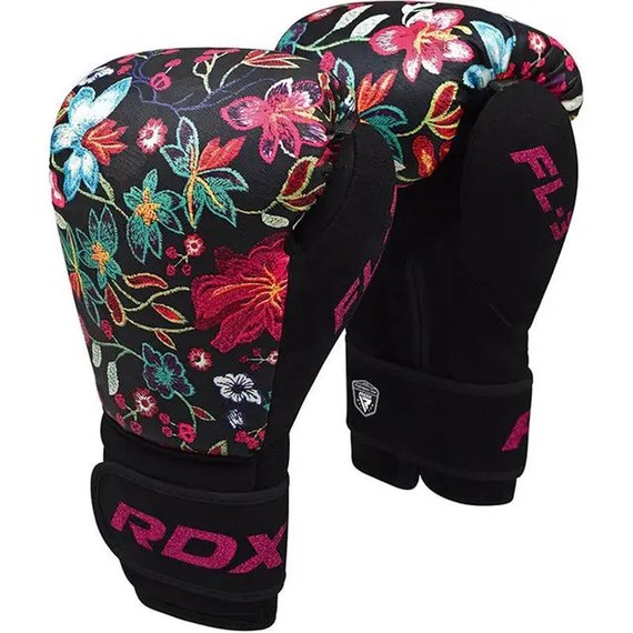 Боксерские перчатки RDX FL-3 Floral Black 12 унц (BGR-FL3-12OZ), Вес: 12 унций, изображение 2