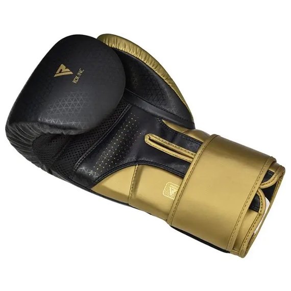 Боксерські рукавички RDX Mark Pro Sparring TRI Lira 2 Golden 10 унц (BGM-PSTL2G-10OZ), Вага: 10 унцій, Колір: Чорний/Золотий, зображення 3