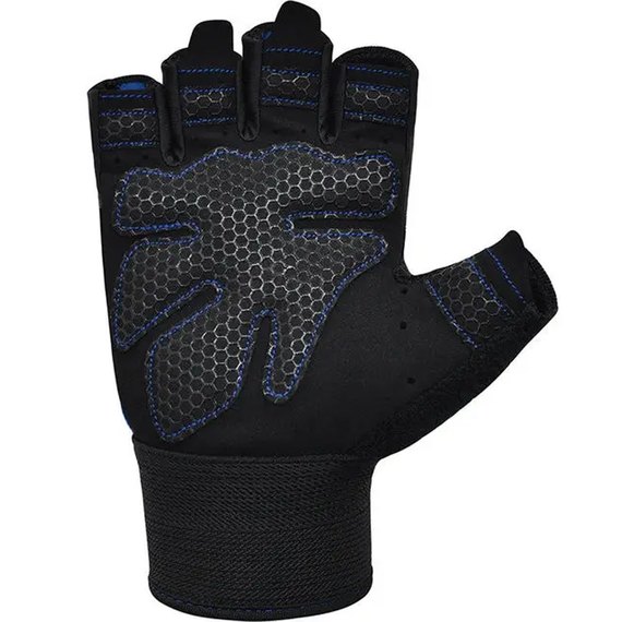 Перчатки для зала RDX W1 Half Blue Plus M (WGA-W1HU-M+), Размер: M, Цвет: Чёрный/Синий, изображение 4