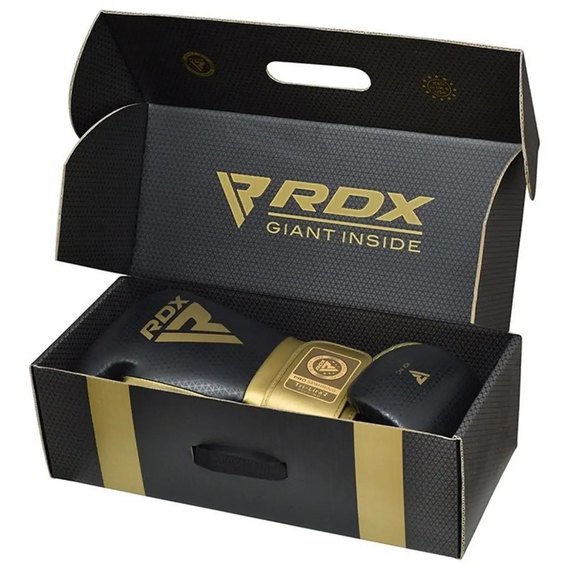 Боксерські рукавички RDX Mark Pro Sparring TRI Lira 2 Golden 14 унц (BGM-PSTL2G-14OZ), Вага: 14 унцій, Колір: Чорний/Золотий, зображення 6
