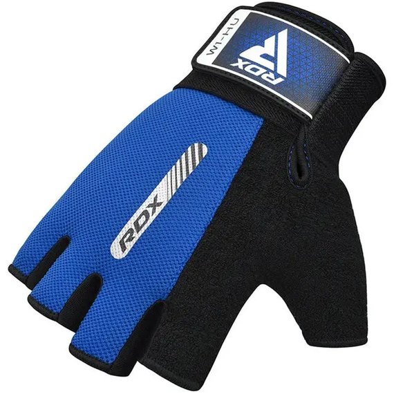 Перчатки для зала RDX W1 Half Blue S (WGA-W1HU-S), Размер: S, Цвет: Чёрный/Синий, изображение 3