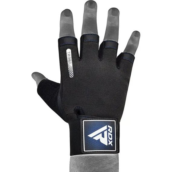 Перчатки для фитнеса RDX T2 Half Blue M (WGA-T2HU-M), Размер: M, Цвет: Чёрный/Синий, изображение 4