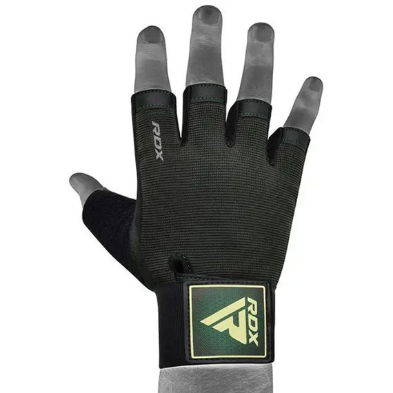 Перчатки для фитнеса RDX T2 Half Army Green Plus XL (WGA-T2HA-XL+), Размер: XL, Цвет: Чёрный/Зелёный, изображение 3