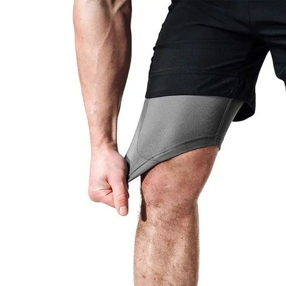 Шорти MMA компресійні RDX T16 2 в 1 Black/Grey XL (MSC-T16BG-XL), Колір: Чорний, Розмір: XL, зображення 4