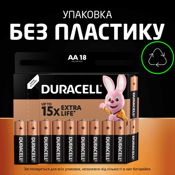 Батарейка Duracell AA MN1500 1х18 шт (6409645), зображення 2