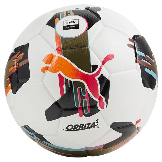 Мяч футбольный Puma Orbita 3 TB FIFA Quality белый/черный/болотный size 5 (084324-01)
