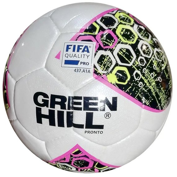 Мяч футбольный Green Hill FIFA Pronto розовый/черный/желтый/белый size 5 (FB-9155)