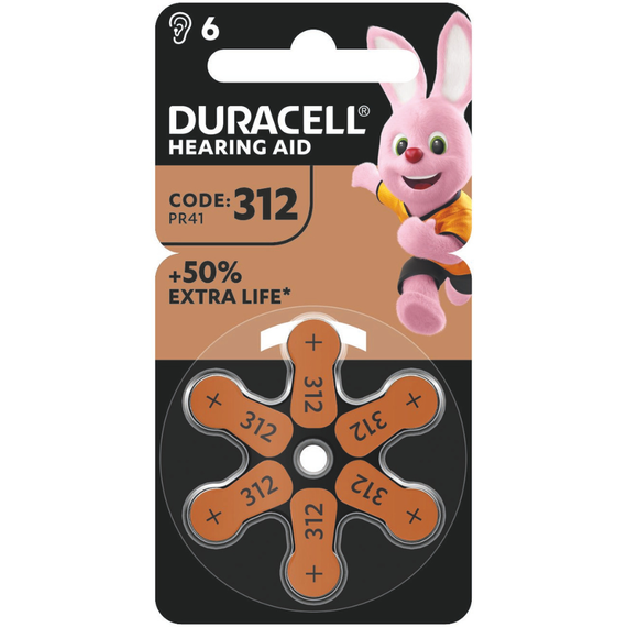 Батарейка Duracell HA 312 PR41 6 шт (6453349)