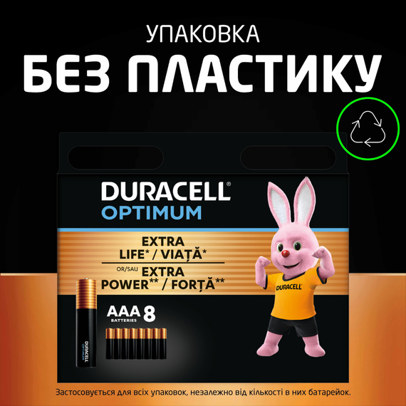 Батарейка Duracell AAA KPD 08*10 Optimum 1x8 шт (6835423), изображение 6