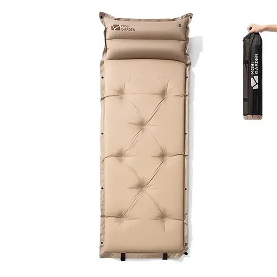 Килимок самонадувний з подушкою Mobi Garden Aquarius 60 мм NX19663003 sand (6926767316441), зображення 2
