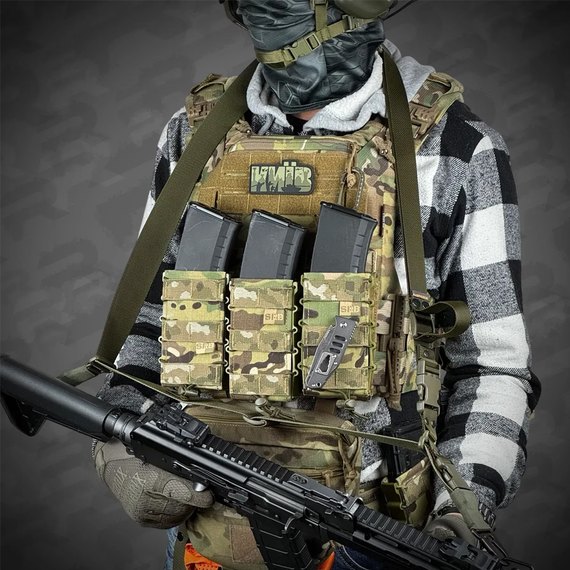 Ремень оружейный Ragnarok трёхточечный с усиленным карабином (олива) HEL-CARBINE-O, Цвет : Олива, изображение 4