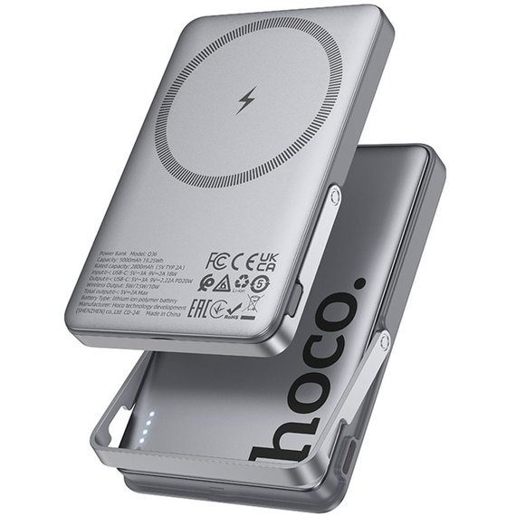 Повербанк HOCO Q36 Sunlight PD20W magnetic suction+holder 5000 mAh Grey (6942007644884), зображення 4