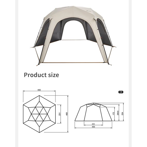 Тент для кемпинга Naturehike CNK230WS014 4.6х4 м бежевый (6927595794685), изображение 4