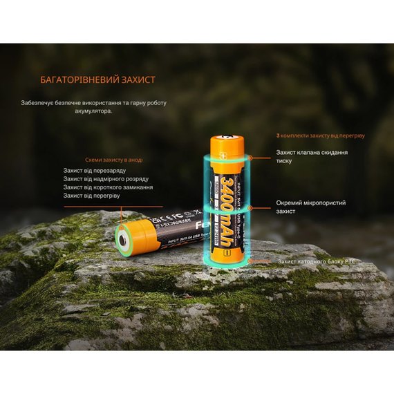 Аккумуляторная батарея Fenix 18650 Type-C V3.0 3400 mAh (ARB-L18-3400U-V30), изображение 4
