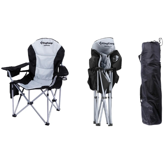 Раскладное кресло KingCamp Deluxe Hard Arms Chair BLACK/MID GREY KC3888 , изображение 3