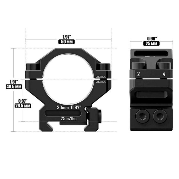 Кільця Discovery Scope Mount Rings 6061 Series 30 мм Low на Picatinny, ВН - 9.5 мм (M240603)