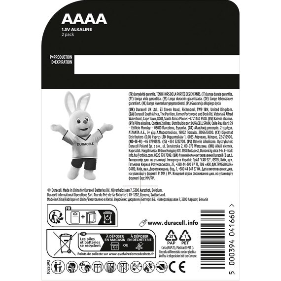 Батарейка Duracell AAAA 1х2 шт (5007466), зображення 2