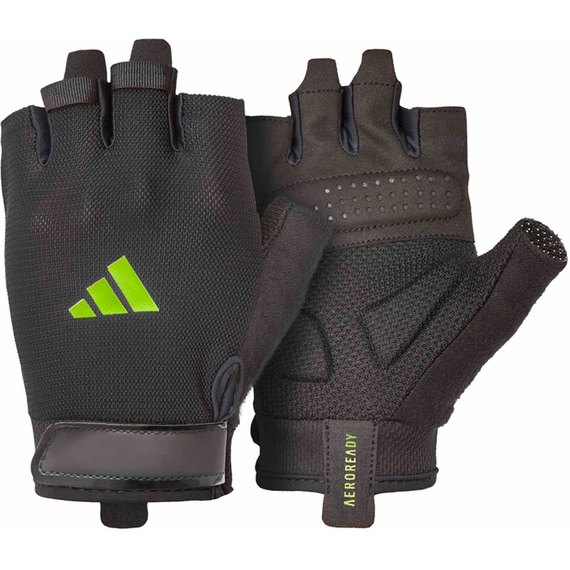 Перчатки для зала Adidas Essential Training Gloves черный/зеленый M (ADGB-15002GN), Размер: M, Цвет: Чёрный/Зелёный
