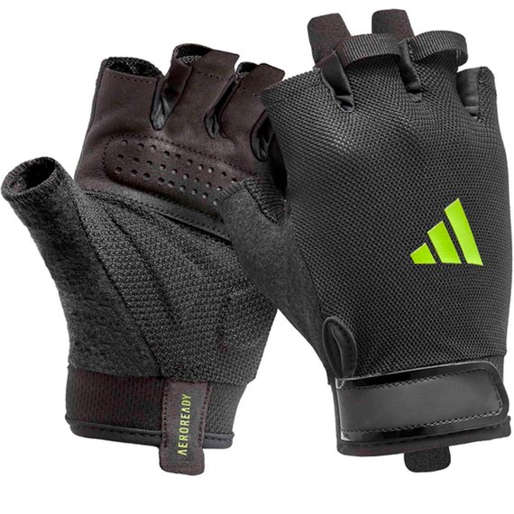 Перчатки для зала Adidas Essential Training Gloves черный/зеленый M (ADGB-15002GN), Размер: M, Цвет: Чёрный/Зелёный, изображение 2