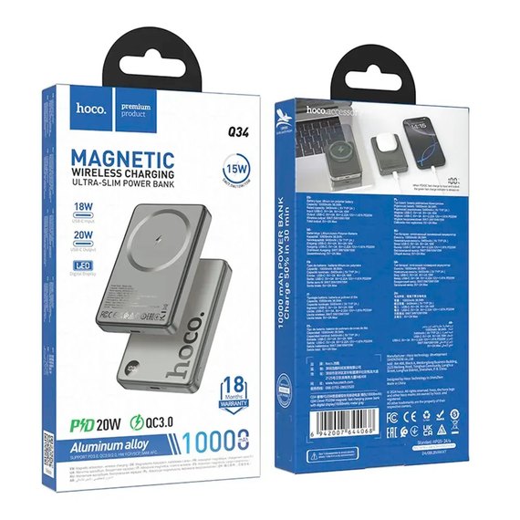 Повербанк HOCO Q34 Clever PD20W 10000 mAh Grey (6942007644068), изображение 4