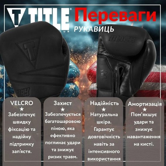 Боксерские перчатки Title Bolstered Leather Black 16 ун (DBBG 16 oz BK), Вес: 16 унций, изображение 7