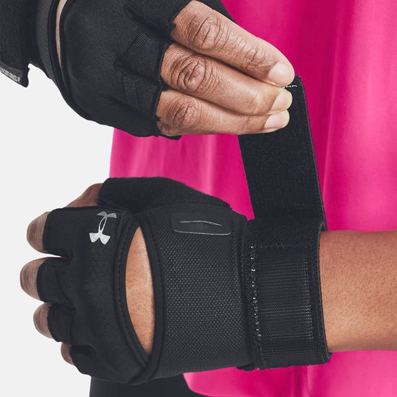 Перчатки для зала UA W's Weightlifting Gloves черные SM (1369831-001), Размер: SM, изображение 4