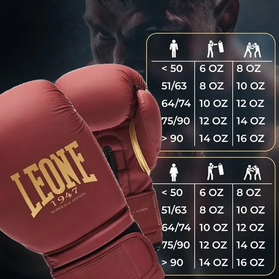 Боксерські рукавички Leone GN059X Bordeaux 14 ун. (GN059X_BORDEAUX_14oz), Вага: 14 унцій, зображення 7