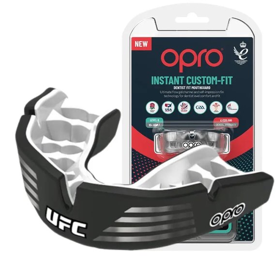 Капа для боксу OPRO Instant Custom-Fit UFC (вік 11+) Silver/Black (art.102529002)