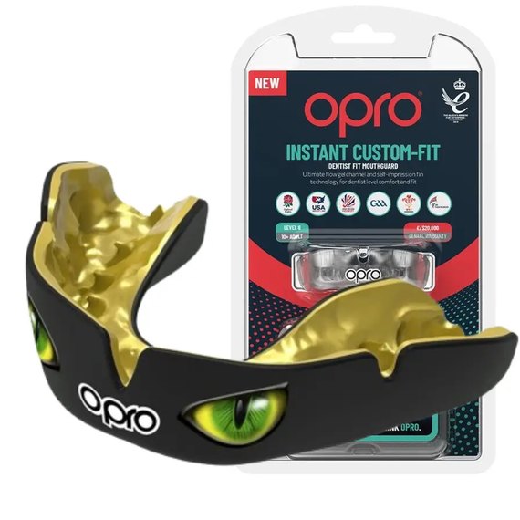 Капа для бокса OPRO Instant Eyes (возраст 11+) Black/Green (art.102524001)