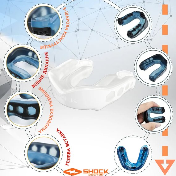 Капа для бокса Shock Doctor Gel Max (возраст 11+) White (art. 61950-TC-AD), Цвет: Белый, изображение 3