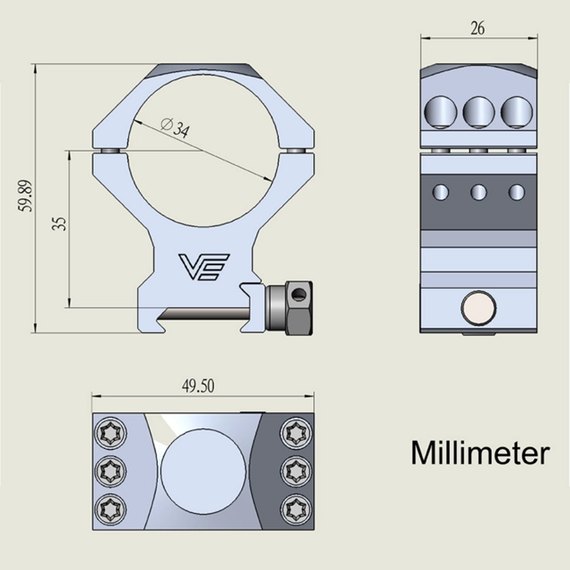 Кольца Vector Optics X-Accu 34 мм Weaver средние (SCTM-53), изображение 4