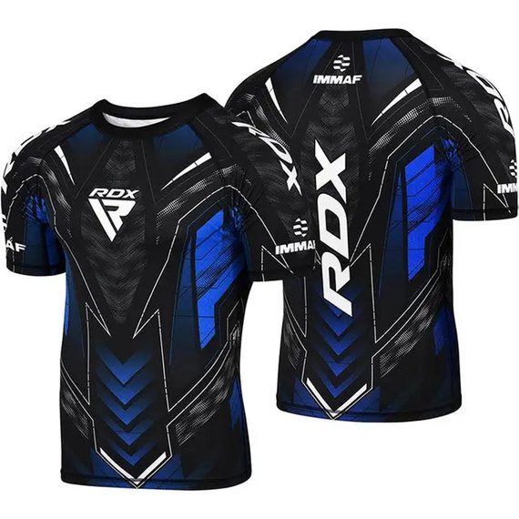 Рашгард с коротким рукавом RDX IMMAF черный/синий XXL (CSH-IMF-1U-2XL), Цвет: Чёрный/Синий, Размер: 2XL, изображение 3