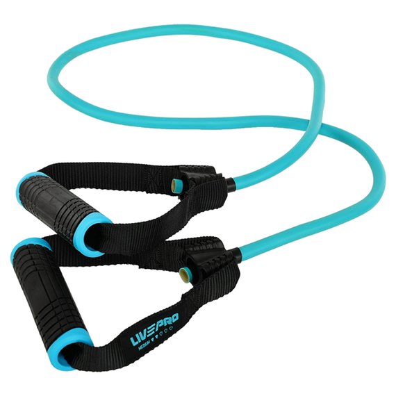 Еспандер LiveUp Tonning Tube Pro 1200х11х7 мм Чорний/Блакитний (LP8405-M), Навантаження: 9 кг, зображення 2