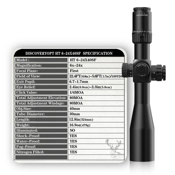 Оптический прицел Discovery Optics HT 6-24X40 SF FFP (30 мм, без подсветки) 221026, изображение 4