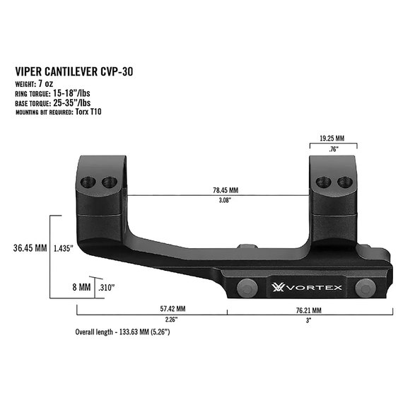 Крепление Vortex Cantilever Mount 30mm (1.5") (SCM-30-150), изображение 3