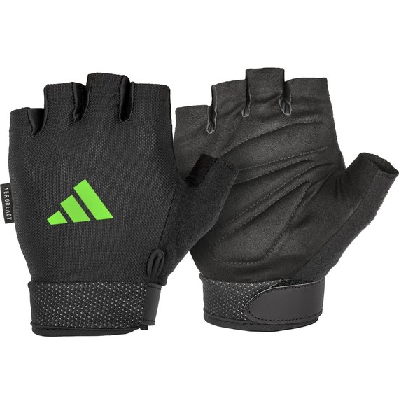Рукавички для фітнесу Adidas Essential Adjustable Gloves чорний/зелений S (ADGB-12453-NL), Розмір: S, Колір: Чорний/Зелений