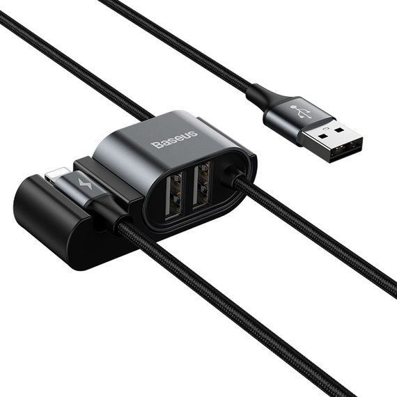 Кабель Baseus Combo USB to Lightning/2USB Special Data Cable for Backseat 1.5m, 3A черный (000005098)