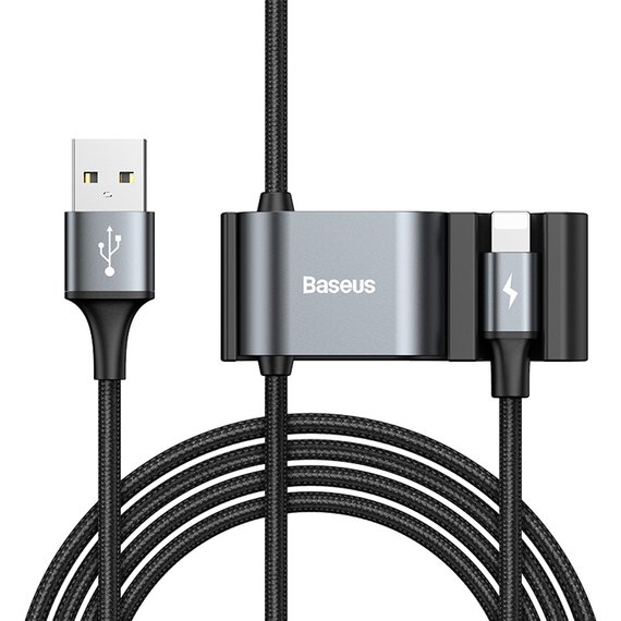 Кабель Baseus Combo USB to Lightning/2USB Special Data Cable for Backseat 1.5m, 3A черный (000005098), изображение 4