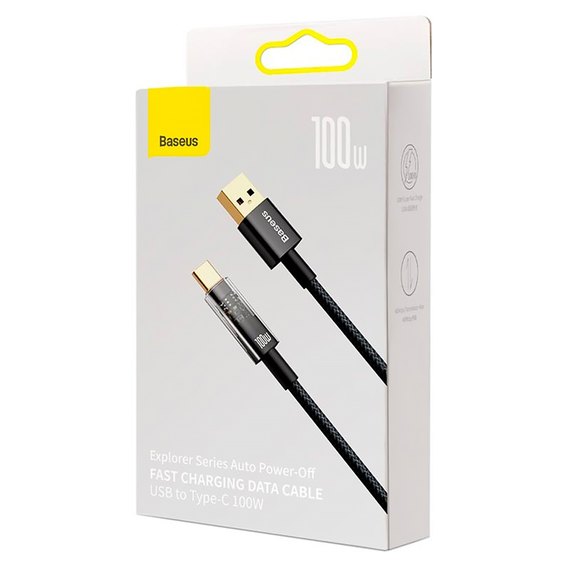 Кабель Baseus Explorer Series Auto Power-Off Fast Charging Data Cable USB To Type-C 100W/6A, 1m черный (000010873), изображение 8