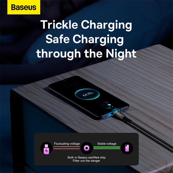 Кабель Baseus Type-C Glimmer Series Fast Charging Data Cable 2m, 100W чорний (000009719), зображення 5