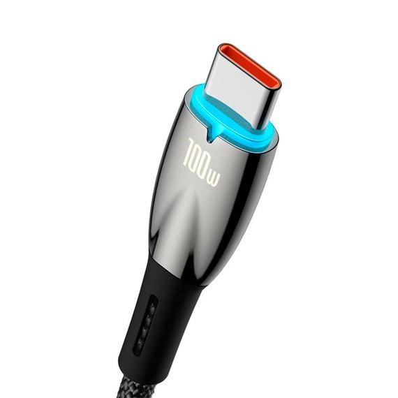 Кабель Baseus Type-C Glimmer Series Fast Charging Data Cable 2m, 100W чорний (000009719), зображення 3