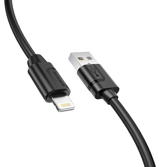 Кабель Borofone Lightning Harmony silicone charging data cable BX55 1m, 2.4A чорний (000007606), Колір: Black, зображення 3