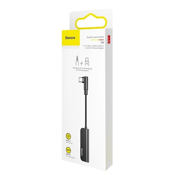 Переходник Baseus L53 Type-C to 3,5 mm Aux Macbook support PD 18W черный (000003263), изображение 3