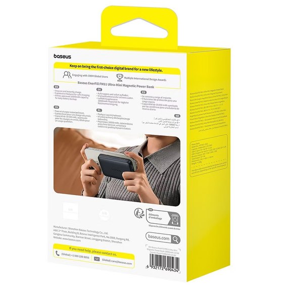 Повербанк Baseus EnerFill FM11 10000 mAh 22.5W Ultra-Mini Magnetic Black (P1008210E513-00), Цвет : Чёрный, изображение 6