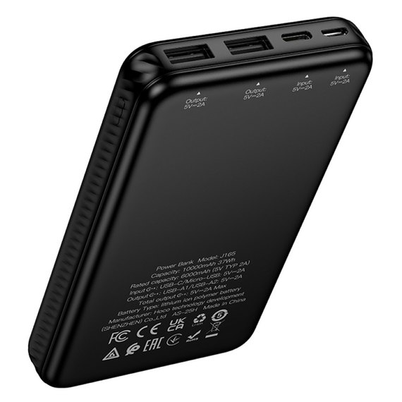 Повербанк HOCO Honey J165 10000 mAh Black, Ёмкость: 10 000 mAh, изображение 4