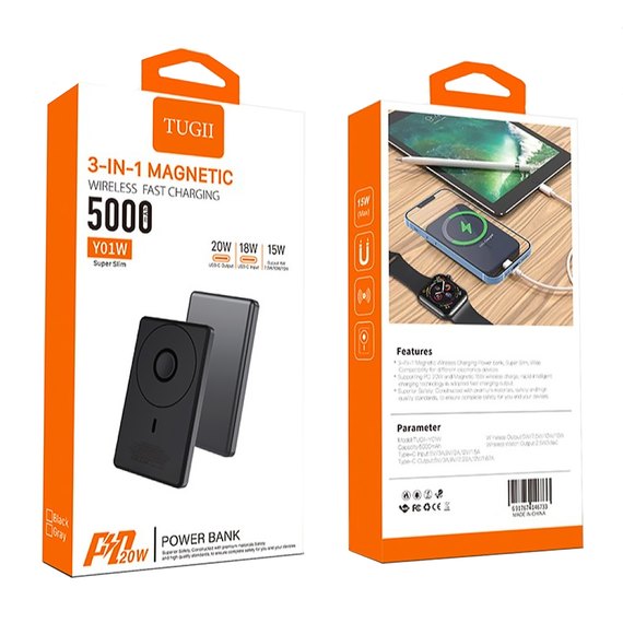 Повербанк WUW TUGII Y01W 5000 mAh PD20W+15W Black, зображення 6