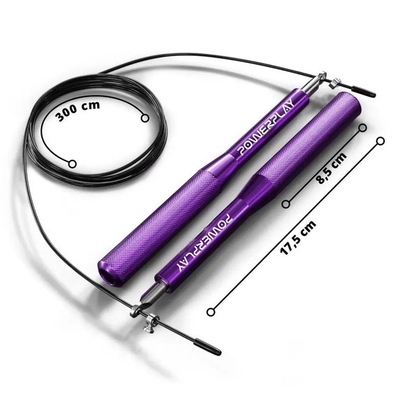 Скакалка швидкісна PowerPlay 4207 Elite Jump Rope на підшипниках 3 м Фіолетова (PP_4207_Purple), Колір: Фіолетовий, зображення 4